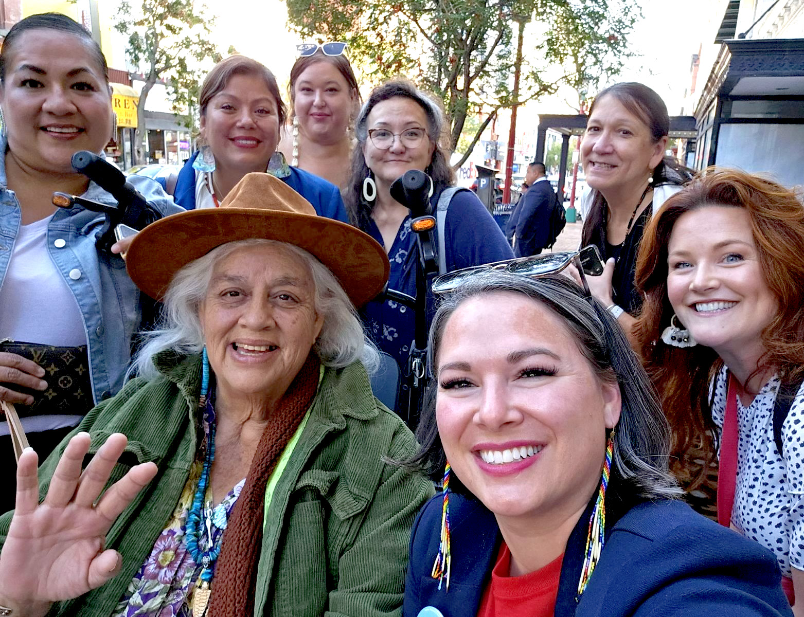 Photo of members of the Not Invisible Act Commission shown with Jolene Hardesty, far right.