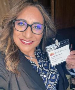 AATTAP Region 4 Liaison Josefina Sabori is honored to wear her badge for the event. {Photo credit: AATTAP}