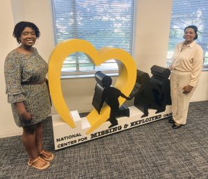 Family survivors Dr. Noelle Hunter (right) and her daughter, Rysa, are shown during a group visit to the National Center for Missing & Exploited Children headquarters in Alexandria, Virginia.