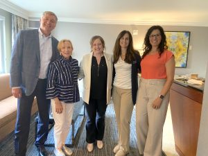 Shown at the reception for family survivors are (from left): NCJTC Executive Director Brad Russ, AATTAP Special Projects Associate Helen Connelly, AATTAP Administrator Janell Rasmussen, AATTAP Deputy Administrator Jenniffer Price-Lehmann, and AATTAP Project Coordinator Yesenia “Jesi” Leon-Baron.