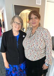 Parent survivor Patty Wetterling (left) shares a moment with another mother who lost a child to abduction and murder: Pamela Foster. Foster is the mother of Ashlynne Mike, whose 2016 abduction and murder on the Navajo Nation Reservation in New Mexico led to the creation of the 2018 Ashlynne Mike AMBER Alert in Indian Country Act—and AATTAP’s AMBER Alert in Indian Country initiative.