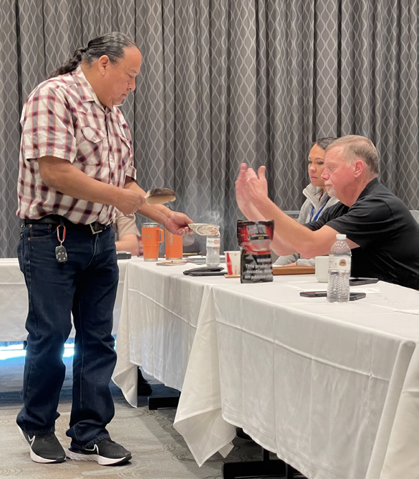 In Minnesota, Leech Lake Band of Ojibwe Holistic Health Spiritual Care CoordinatorGary Charwood blessed the event with a smudging ceremony.