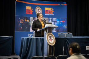 Janell Rasmussen at the 2025 National AMBER Alert & AMBER Alert in Indian Country Symposium in Washington, DC