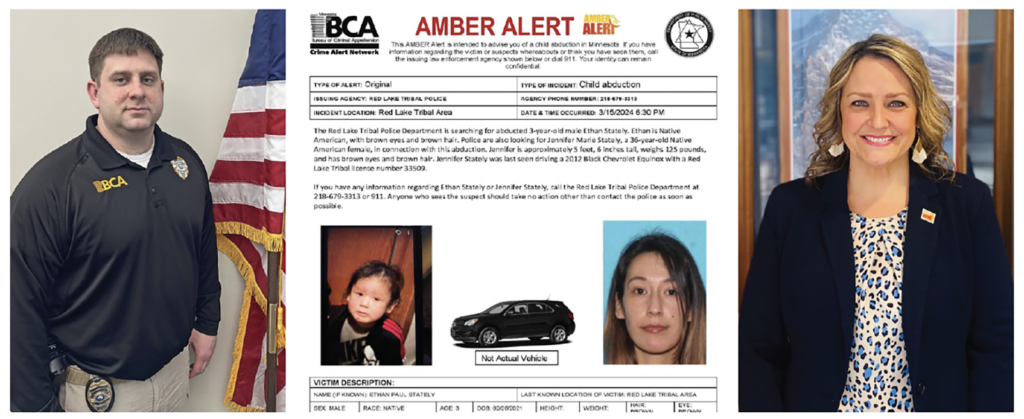 Photos of Ricky Wuori and Janell Twardowski with the Minnesota BCA as well as the AMBER Alert poster for Ethan Stately.