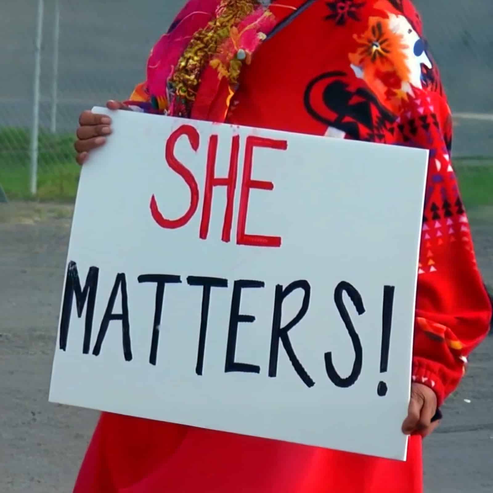 Photo of a sign reading "SHE MATTERS!"