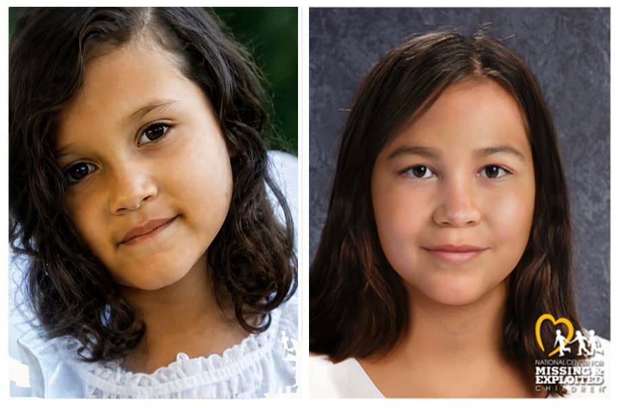5-year-old girl and 11-year-old age-progression side-by-side