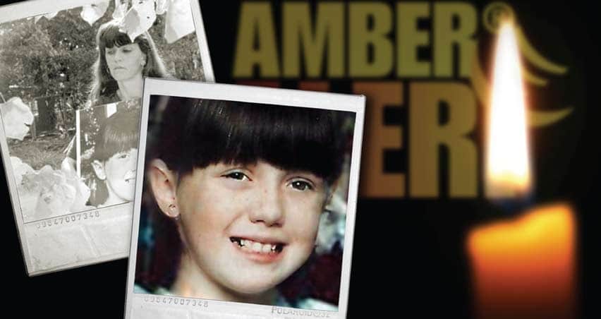 Amber Hagerman photo next to photos of her mother and a lighted candle
