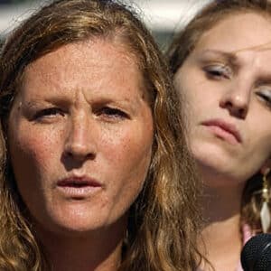 Diena Thompson speaking to the media about her daughter Somer