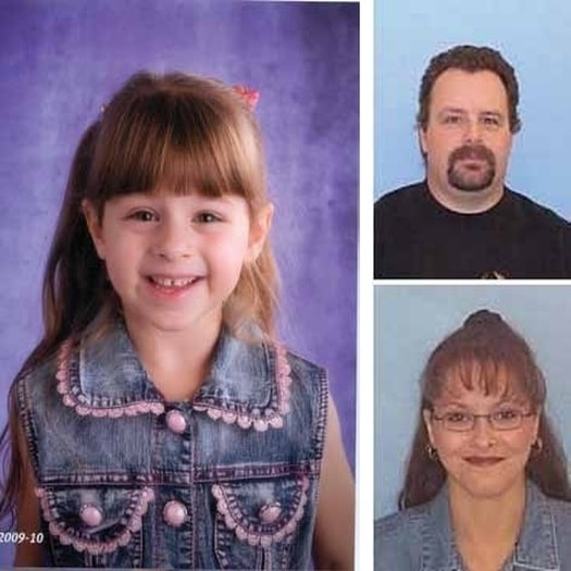 Three photos: Abduction victim Samantha Martyn (little girl), her mother Natasha Sentes, and her biological father accused of abducting her, Christopher Martyn.