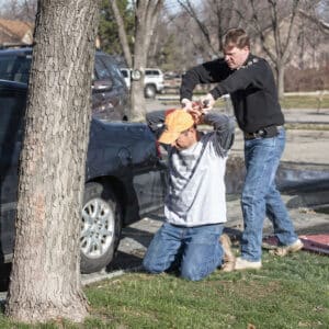 Mock abduction suspect being detained