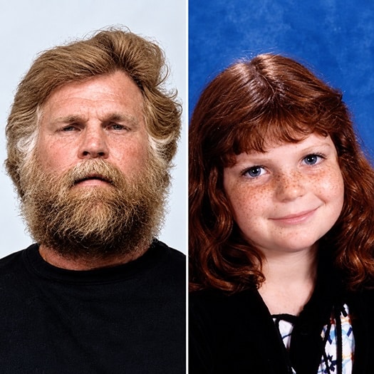 Mugshot of suspect Donnie Shelton alongside portrait of daughter Elysha Shelton