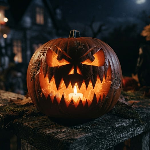 Halloween jack-o-lantern with candle